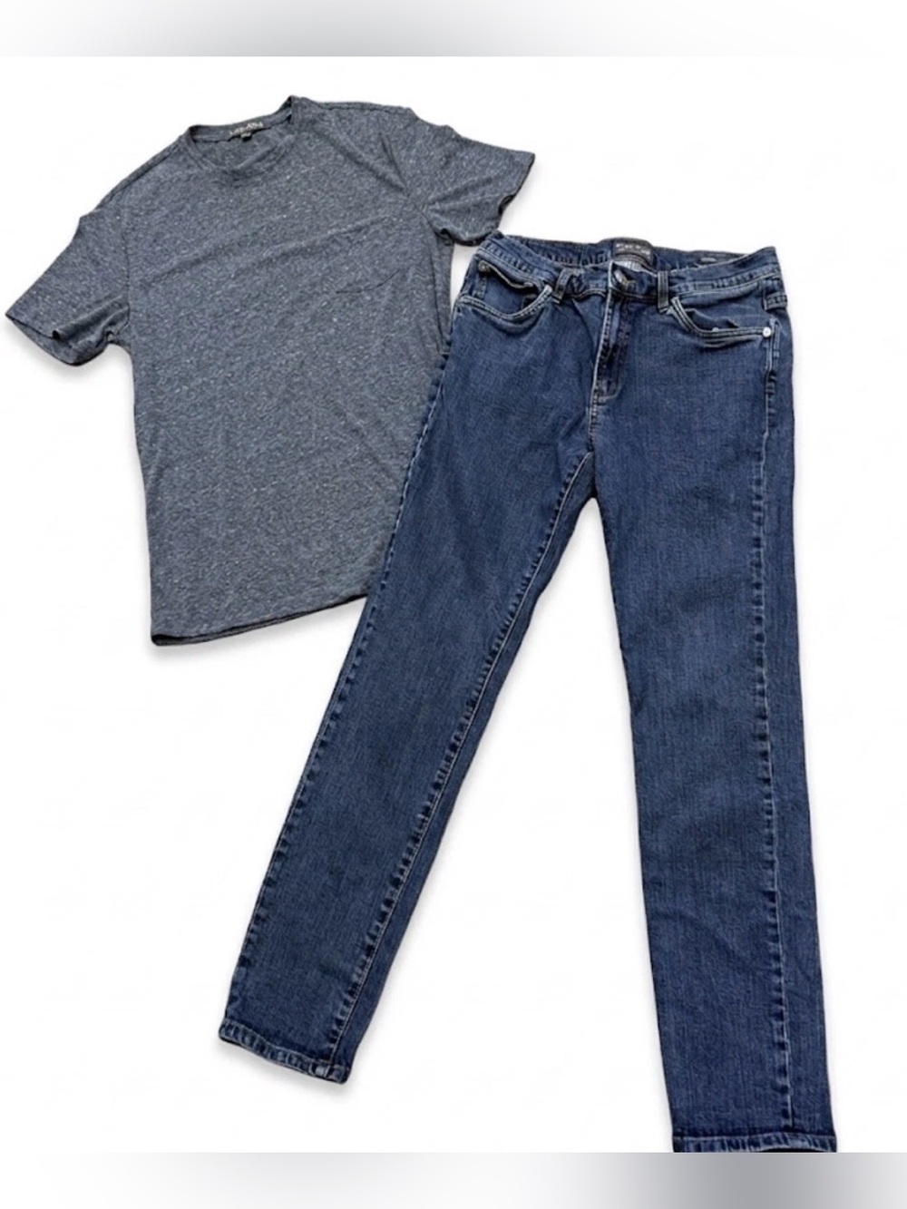 Slate & Stone Men’s Outfit Set Heather Charcoal Pocket Tee (S) Slim Jeans 32x30